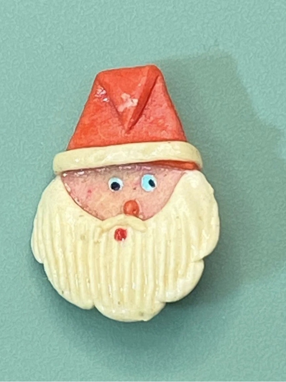 Vintage 1970's Santa Claus Christmas Brooch Pin Simple Made Red White Resin